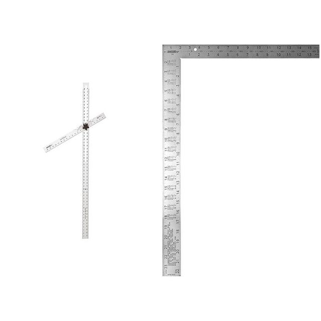 Johnson Level & Tool 48" Adjust-A-Square Heavy Duty Aluminum T-Square and 16" x 24" Steel Framing Square, 1 Square Each