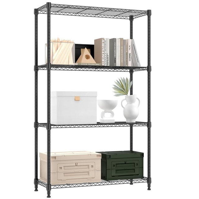 M MZG 1000 lbs 4 Tier Shelf Metal Storage Shelves Shelving Wire Rack Heavy Duty Closet Organizers for Garage Kitchen Bathroom Laundry Black 13.8" D x 35.4" W x 59.5" H