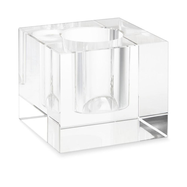 Clear Crystal Block Vase, Large, Square