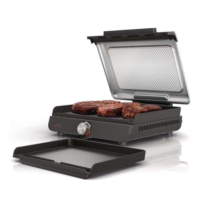 Ninja - Sizzle Countertop Indoor Grill & Griddle with Interchangeable Grill and Griddle Plates - Gray/Silver