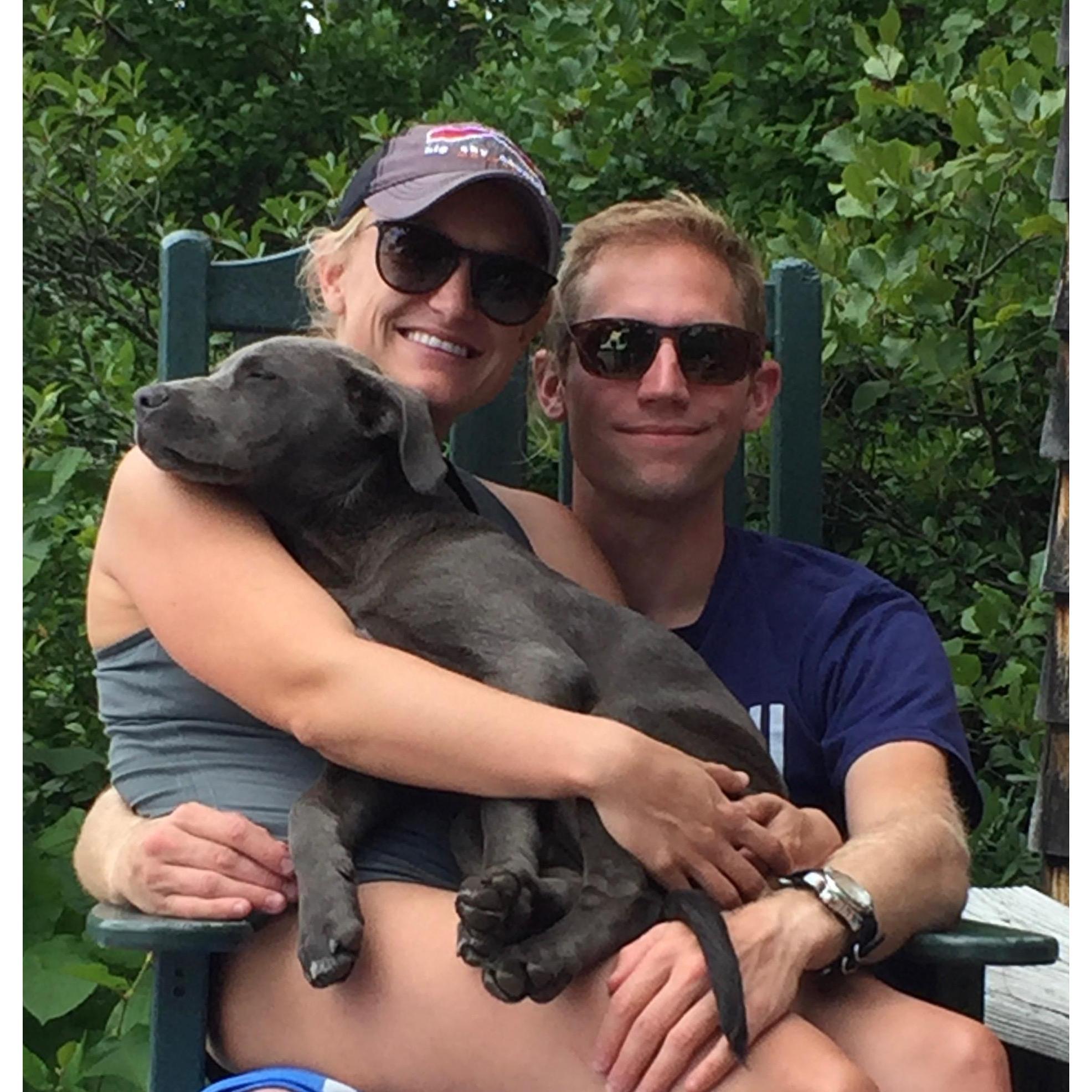 With baby Chief at the island