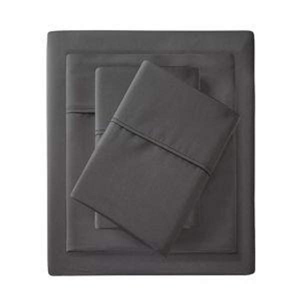 Charcoal - Madison Park 1500 Thread Count Cotton Blend Sateen Weave Sheet Set and Pillowcases