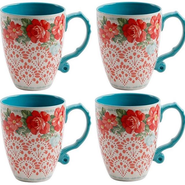 The Pioneer Woman Vintage Floral 26-Ounce Jumbo Latte Mug Set, Set of 4