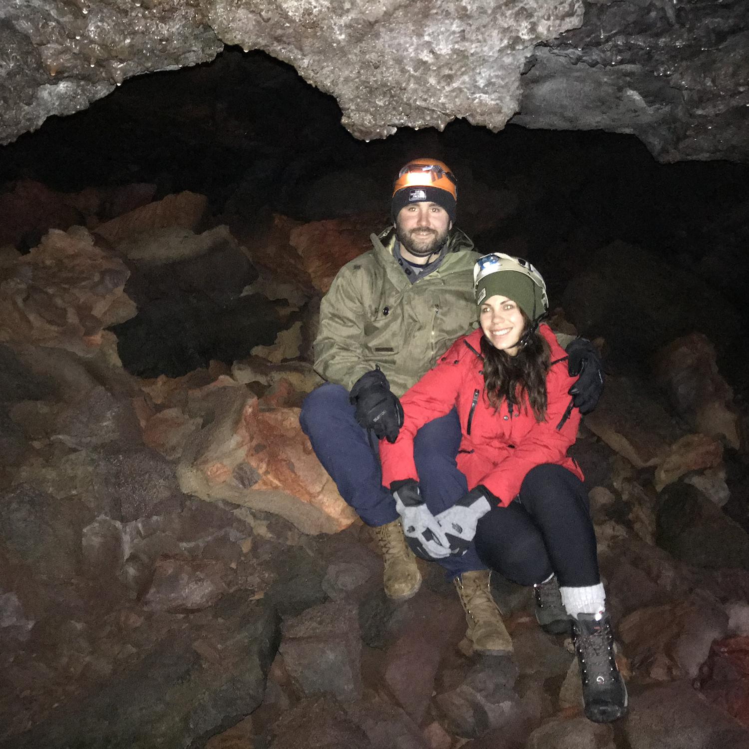 Trekking through caves of Iceland.