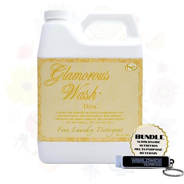 Worldwide Nutrition Bundle, 2 Items: Tyler Glamorous Wash Diva Laundry Liquid Detergent - Hand and Machine Washable Diva Laundry Detergent - 907g (32 Fl Oz) Diva Detergent and Multi-Purpose Key Chain