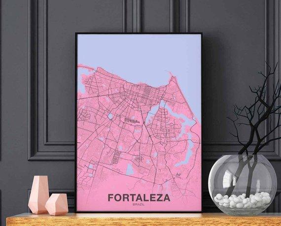 FORTALEZA Brazil map poster color wall decor design modern motto swiss scandinavian minimal nordic housewarming travel bedroom