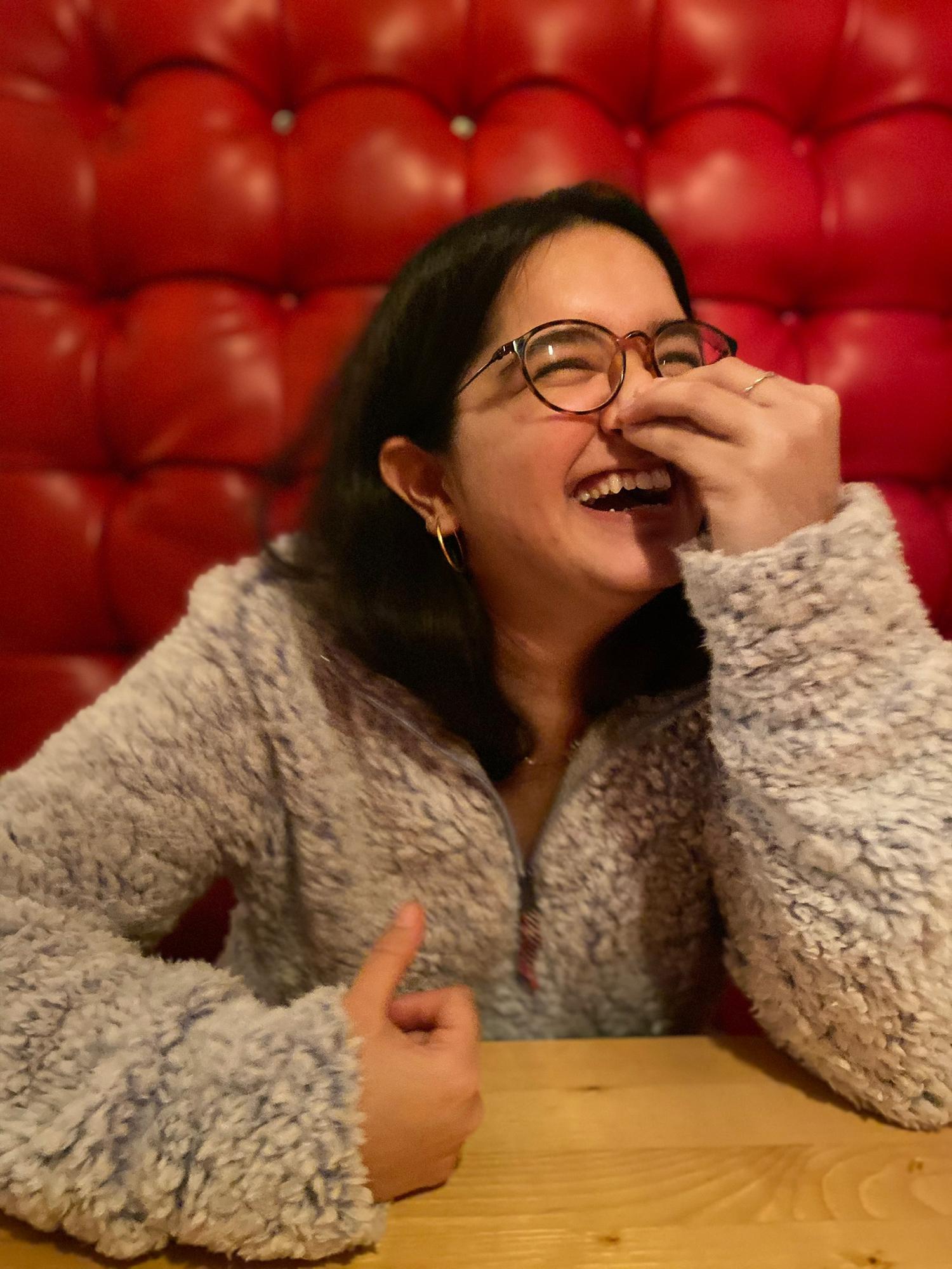 This was taken at Bombay Deluxe (an Indian restaurant here in Anchorage) and cuckoo was beyond excited about her food of course!