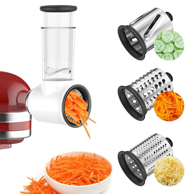 Slicer Shredder Attachment for KitchenAid Stand Mixer, Cheese Grater Attachment for KitchenAid, Salad Shredders Included 3 Blades, Cheese Grater by Coolcook