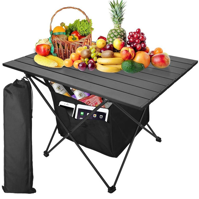 Audoyon Portable Camping Table Folding Ultralight Compact Side Table, Aluminum Fold Up Beach Table Tent Table for Outdoor Dining Cooking, Picnic, Grill, Hiking, Fishing, Sand(L)