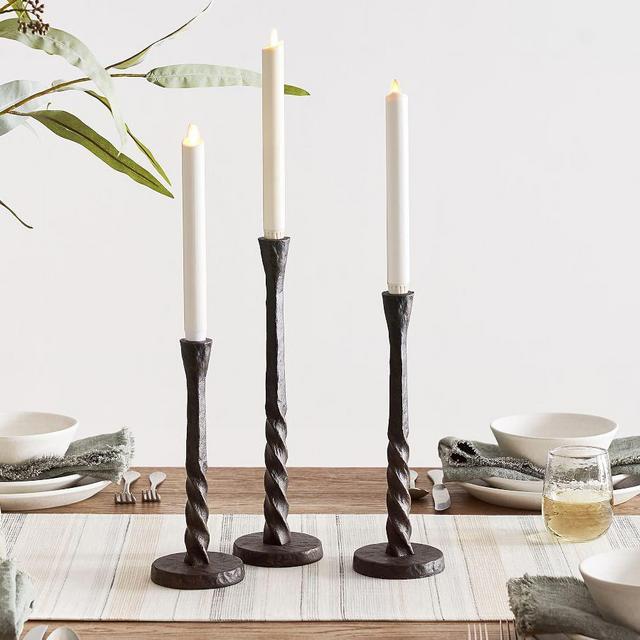 Easton Iron Taper Candlesticks, Bronze, Set of 3
