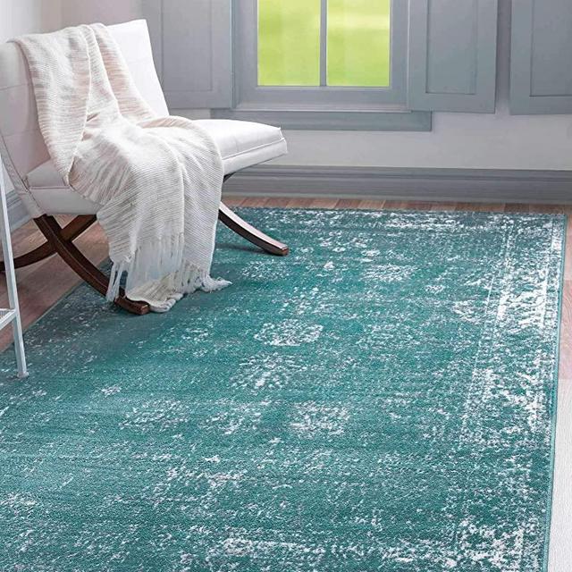 Unique Loom Sofia Collection Traditional Vintage Area Rug, 5' x 8', Turquoise/Ivory
