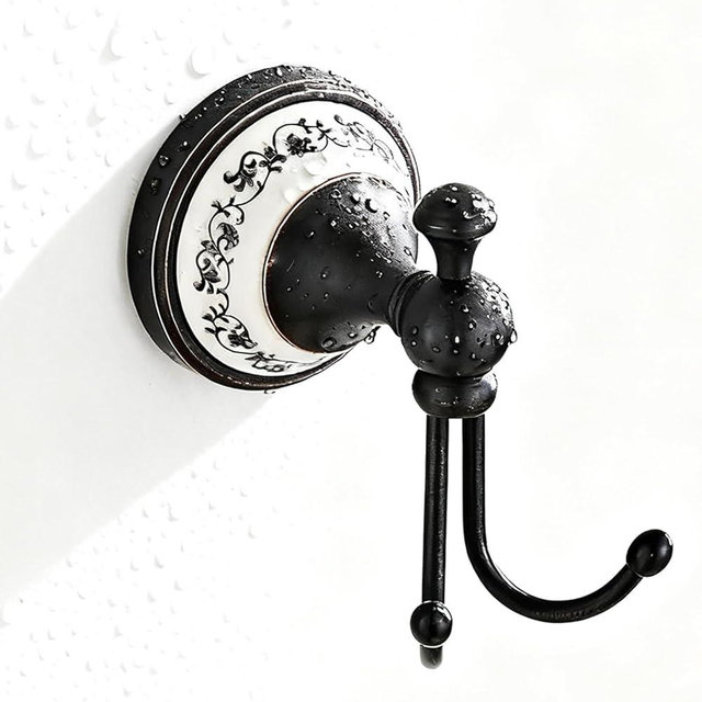 NEWRAIN Towel Hooks for Bathrooms, Wall Mounted Oil Rubbed Bronze Towel Holder, Heavy Duty Screw-in Coat Robe Hook for Kitchen, Bedroom,Hotel,Pool,Coat