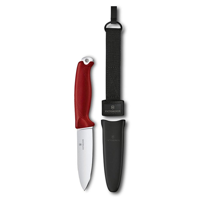 Victorinox Venture Fixed-Blade Full Tang Stainless Steel Outdoor Knife - Durable Red Handle, Swiss Army Knife That is Ideal for Camping and Survival