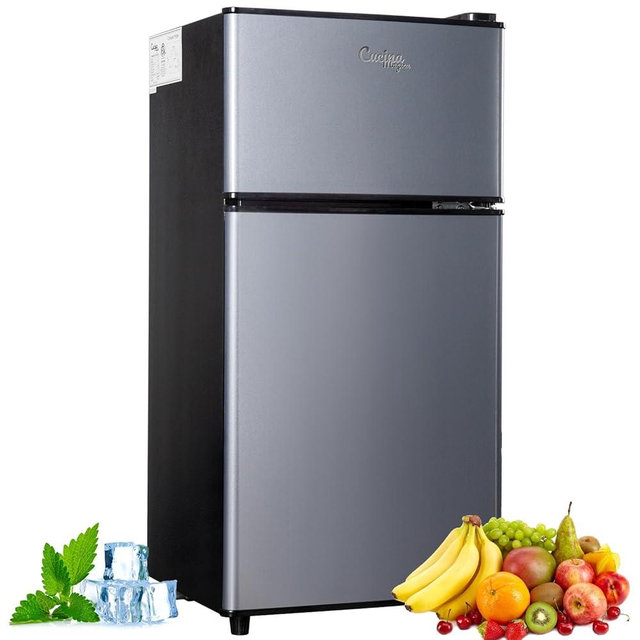 2.9 Cu.Ft Compact Double Door Mini Fridge - Top Freezer & Bottom Refrigerator | Energy Save, Ultra Quiet (<35dB), 7-Level Precision Cooling | Ideal for Dorm, Bedroom, Office & Small Spaces