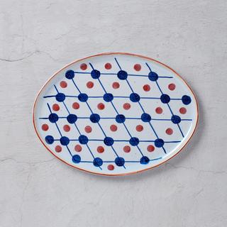 Vandvid Grid Design Oval Dinner Plate