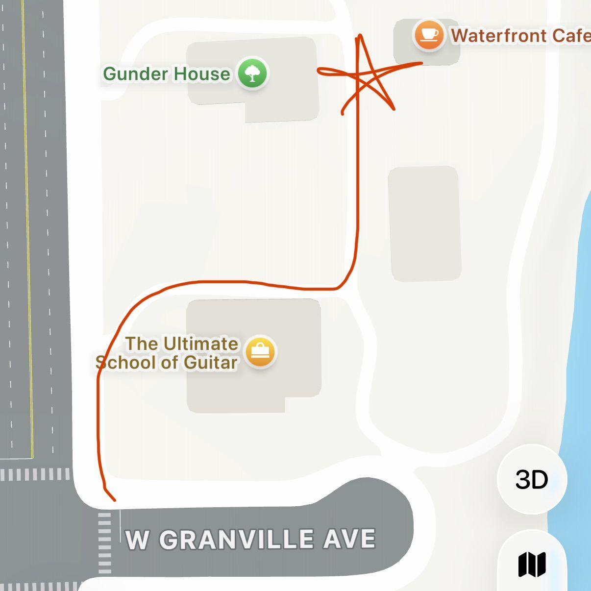 Take the path on the north side of the big home and then to the left.