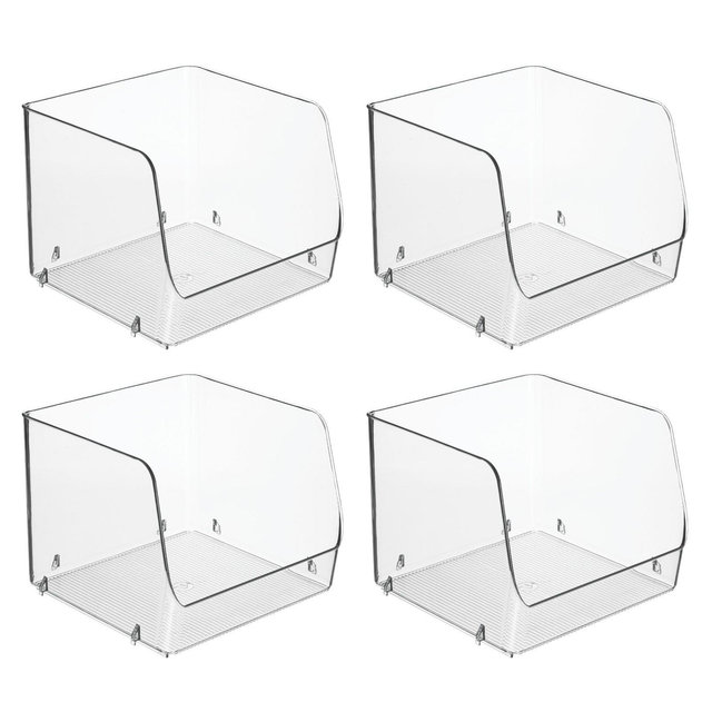 iDesign Stackable Open-Front Storage Bin - Set of 4 - Clear - Made in USA