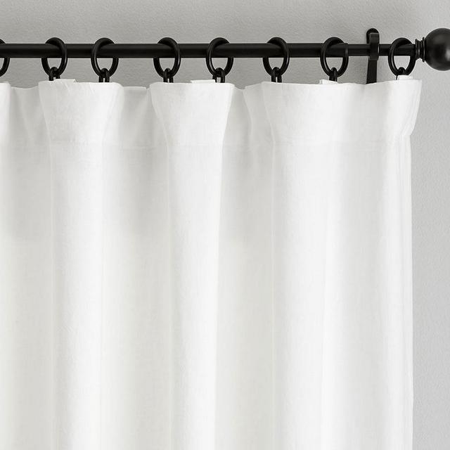 Classic Belgian Flax Linen Curtain, Cotton Lining, 50 x 96", White