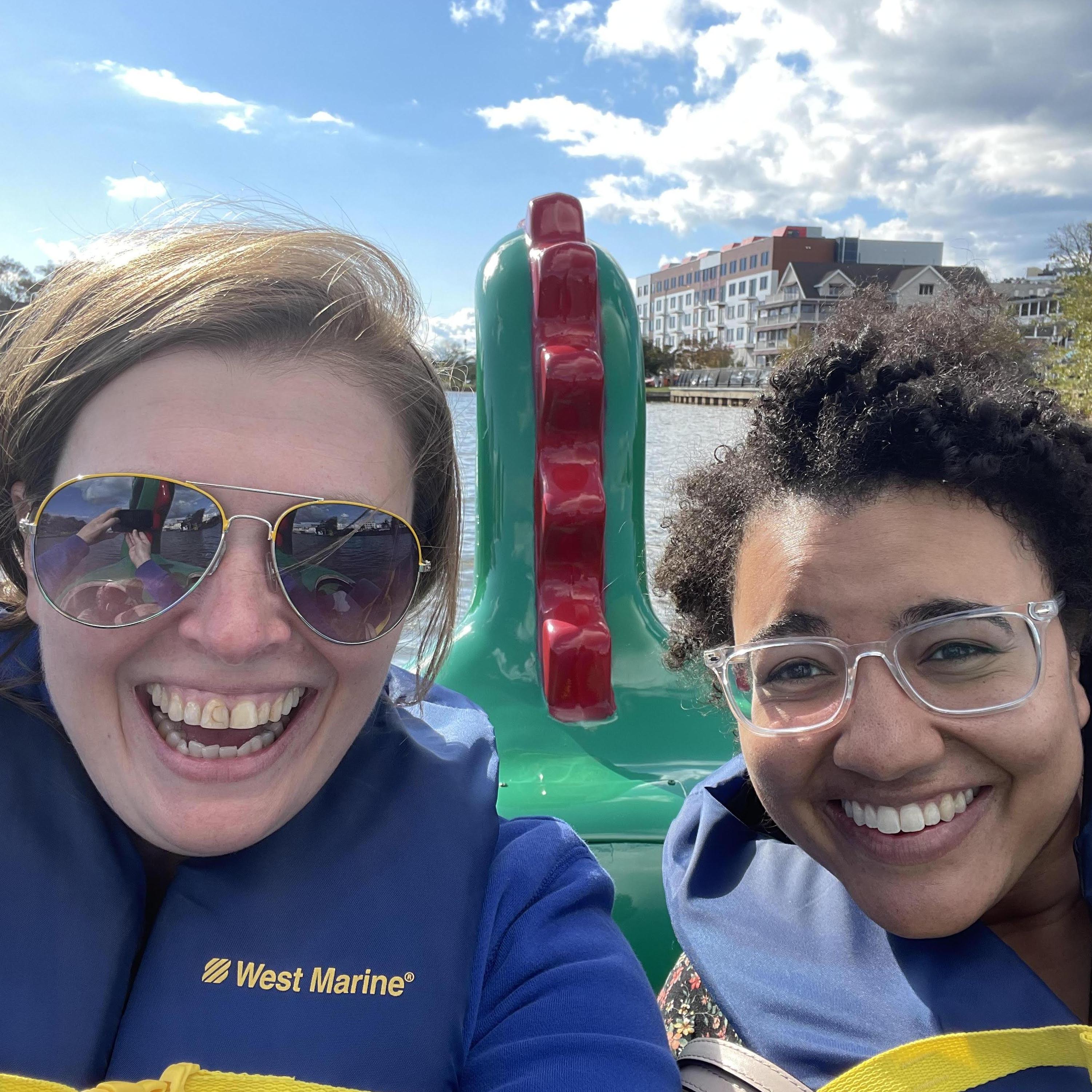 Camille and Megan on a paddleboat in Asbury Park in 2021.