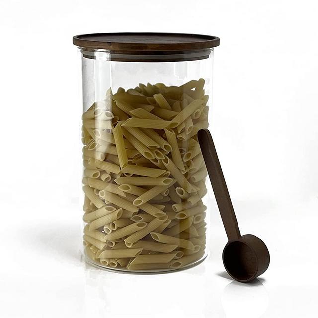 Essos Glass Jars with Wood Lid Airtight Storage Container Jar Kitchen Canister for Food Cookies Pasta (1 Gallon)