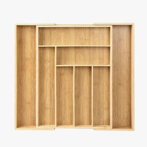 Bamboo Drawer Organizer, 6-8 Slot Expandable Cutlery Tray for Forks, Spoons and Knives, Large Adjustable Kitchen Utensil Holder
