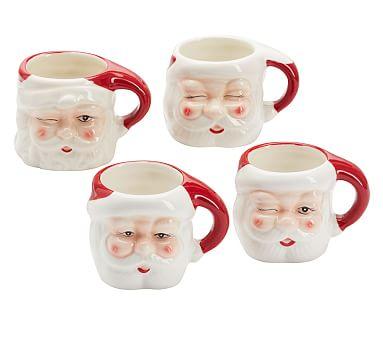 Santa Claus Ceramic Mugs, Set of 4 - Assorted