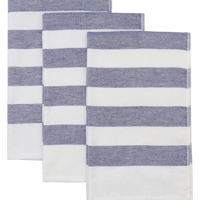 LJYLJR Cotton Kitchen Towels Terry Dish Towels for Kitchen, Double-Sided Absorbent Tea Towels Soft Kitchen Towel Set, 3 Pack, 16 inch X 27 inch (Blue)