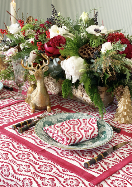 Hollyhock Stripe Tablecloth