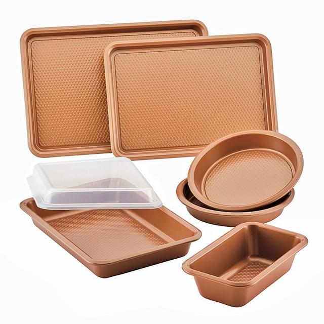Ayesha Curry Bakeware Nonstick Baking Cookie, Loaf, Cake Pan Set, 7 Piece, Copper