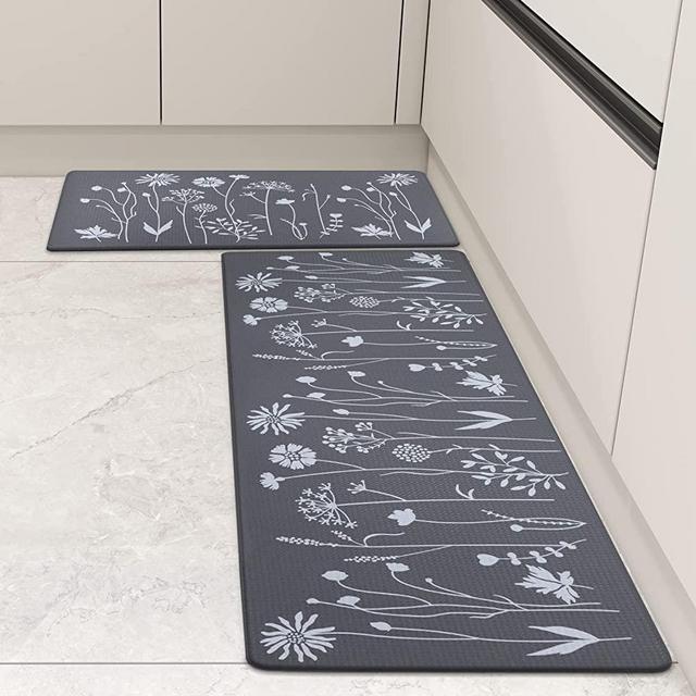 Rempry Kitchen Mat for Floor 0.47inch, Non Slip Thick Kitchen Rugs and Mat Set of 2, Waterproof Cushioned Anti Fatigue Kitchen Mat, 17"x47"+17"x29"