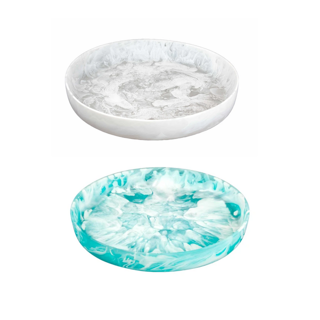 Nashi Home- White Swirl Resin Flat XL Bowl