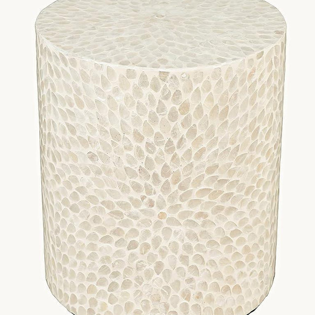 Global Archive Handcrafted Capiz Shell Terrazzo Modern Accent End Table
