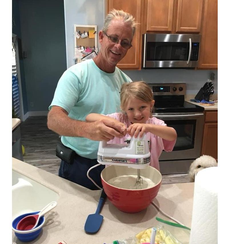 Pawpaw loves to bake and loves his time with Hadley.