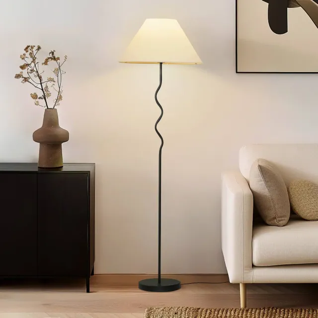 Brightech Squiggle Mid-Century Dimmable Floor Lamp Matte Black
