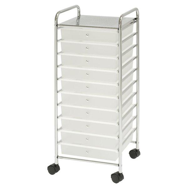 Frosted White 10-Drawer Storage Chest