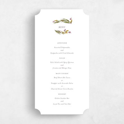 White Ticket Wedding Menu - Heath