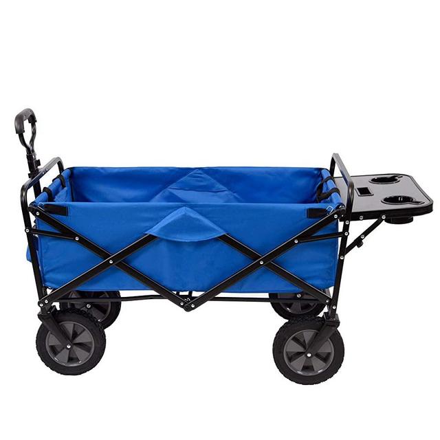 Mac Sports Collapsible Folding Outdoor Garden Utility Wagon Cart w/Table, Blue