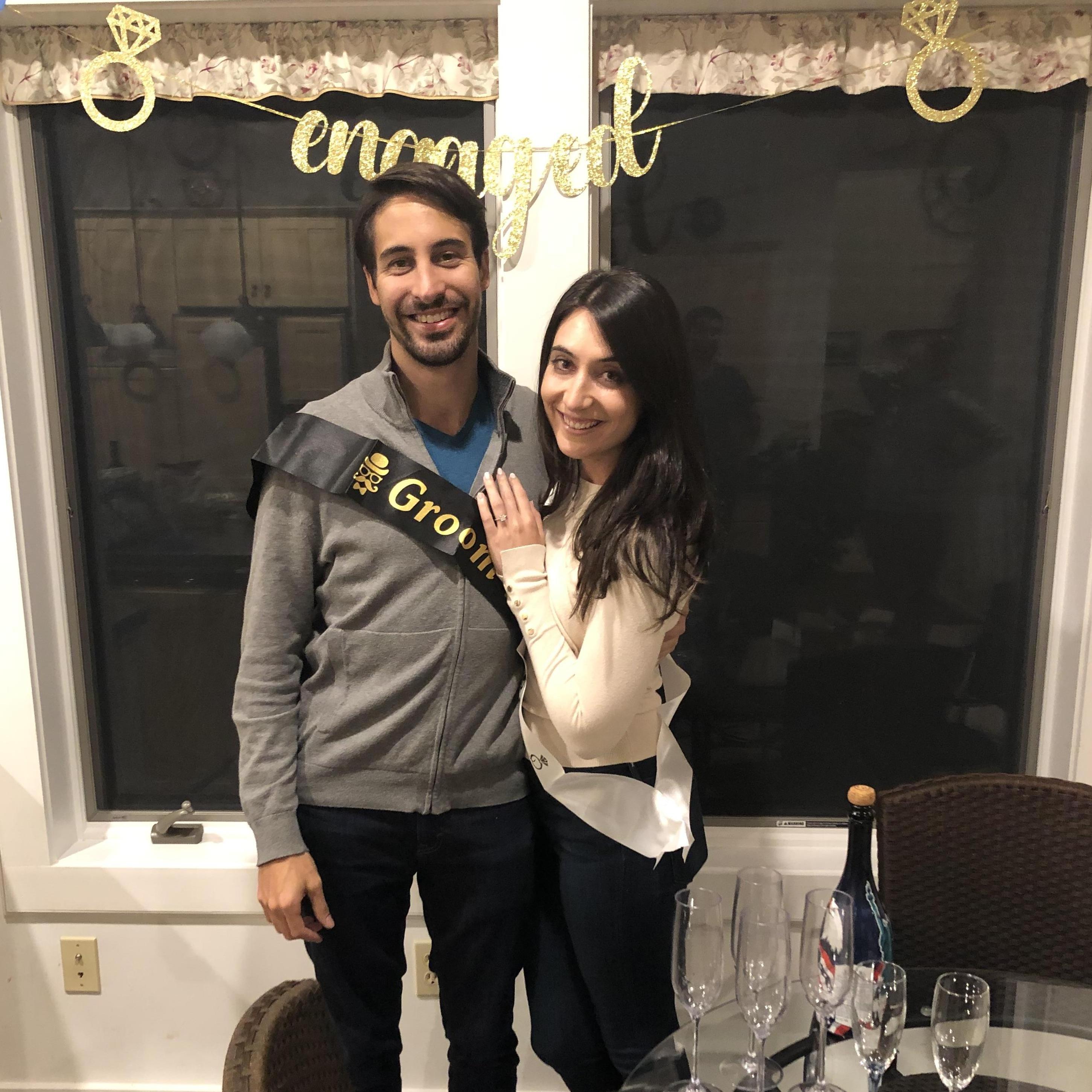 Celebrating our engagement with Michael's cousins in the Poconos