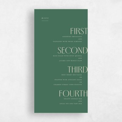 Green Elegant Wedding Menu - Mendoza Type