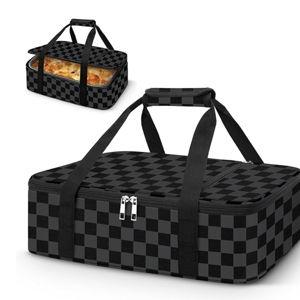 Insulated Casserole Carrier - black checkered