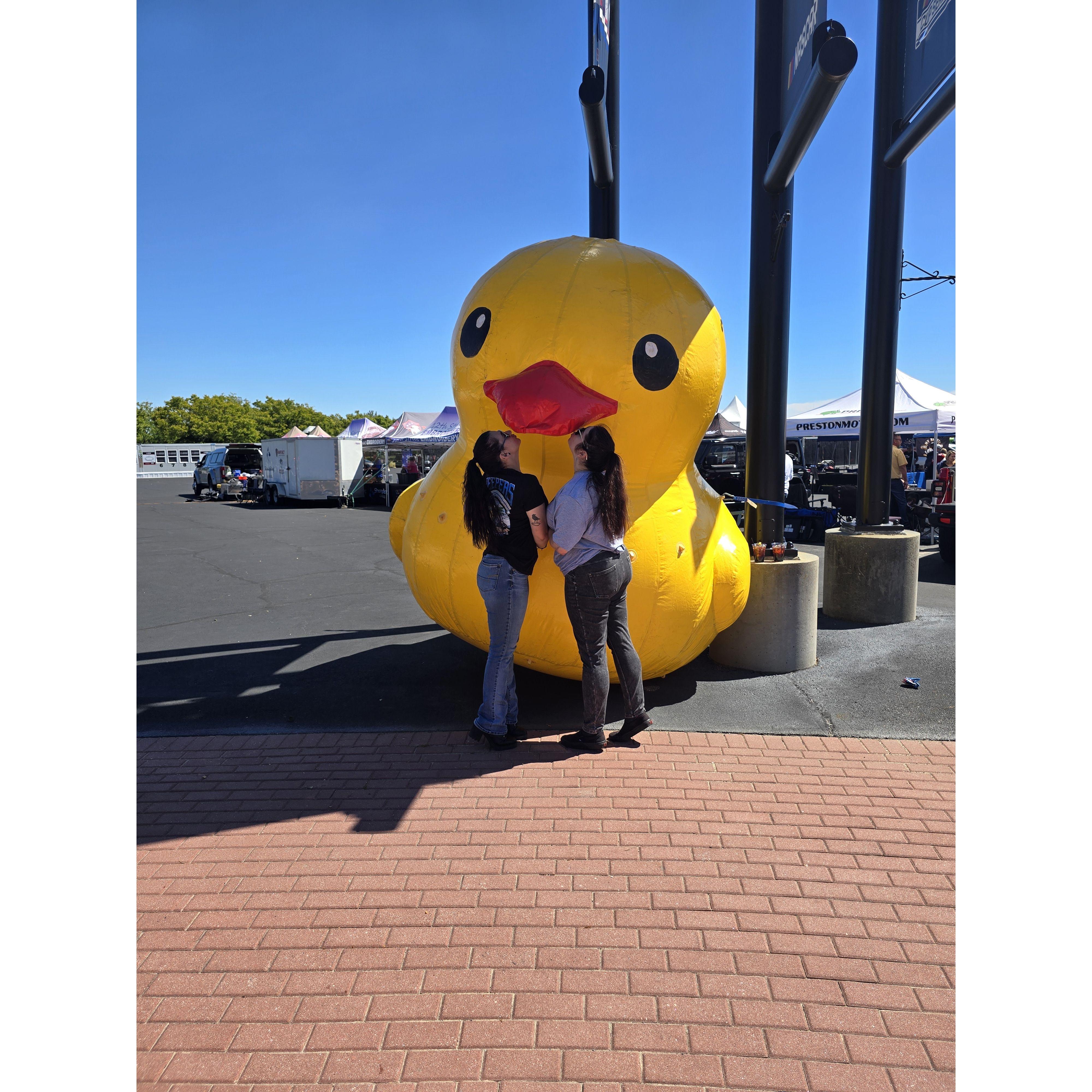 Amber and Karina Loving the Mini Giant Duck