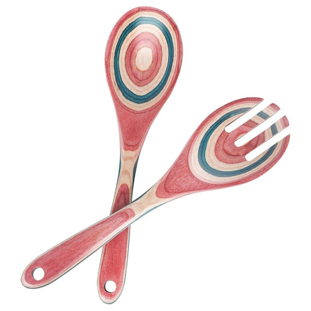 MYRAINBOW Salad Tongs, Wooden Spoons, Pakkawood Salad Tongs for Serving, 10-inch Serving Utensils Set Salad Servers Set Kitchen Cooking Utensil
