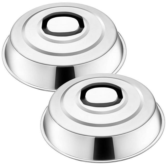 Round Basting Cover - 2 Pieces, 12.2 Inch Metal Steamer Dome Grill Accessories for Blackstone, Cheese Melting Dome for Griddle Cooking & Steaming, Good for Outdoor & Indoor