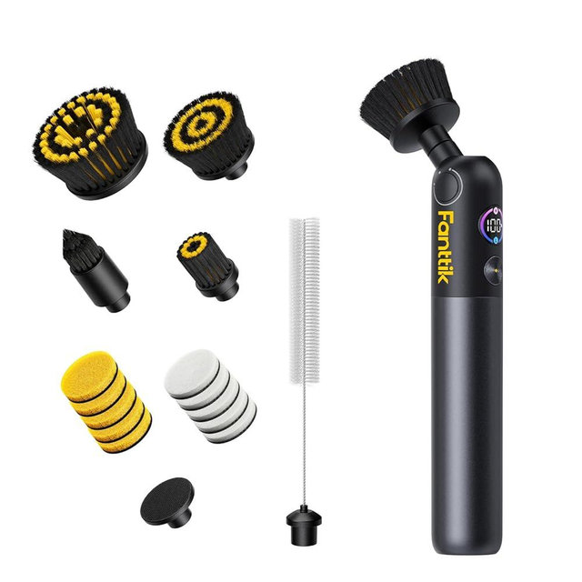 Fanttik Flip G10 Nano HomeCare Cordless Electric Spin Scrubber, 360° High-Torque Rotation, 2-Speed & 3-Angle, IPX7 Waterproof Cleaning Brush with 15 Brush Heads for Grout, Tiles, Sinks, Crevices