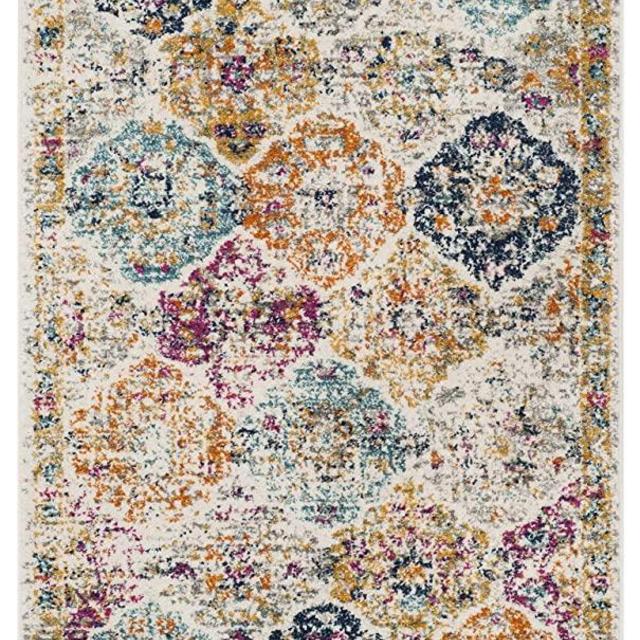 Safavieh Madison Collection MAD611B Bohemian Chic Vintage Distressed Area Rug, 2' 3" x 4', Cream/Multi