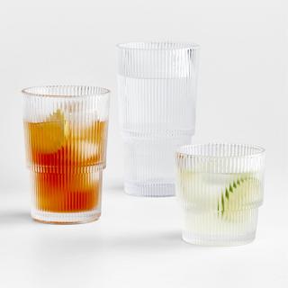 Atwell Tall Stackable Ribbed Glass