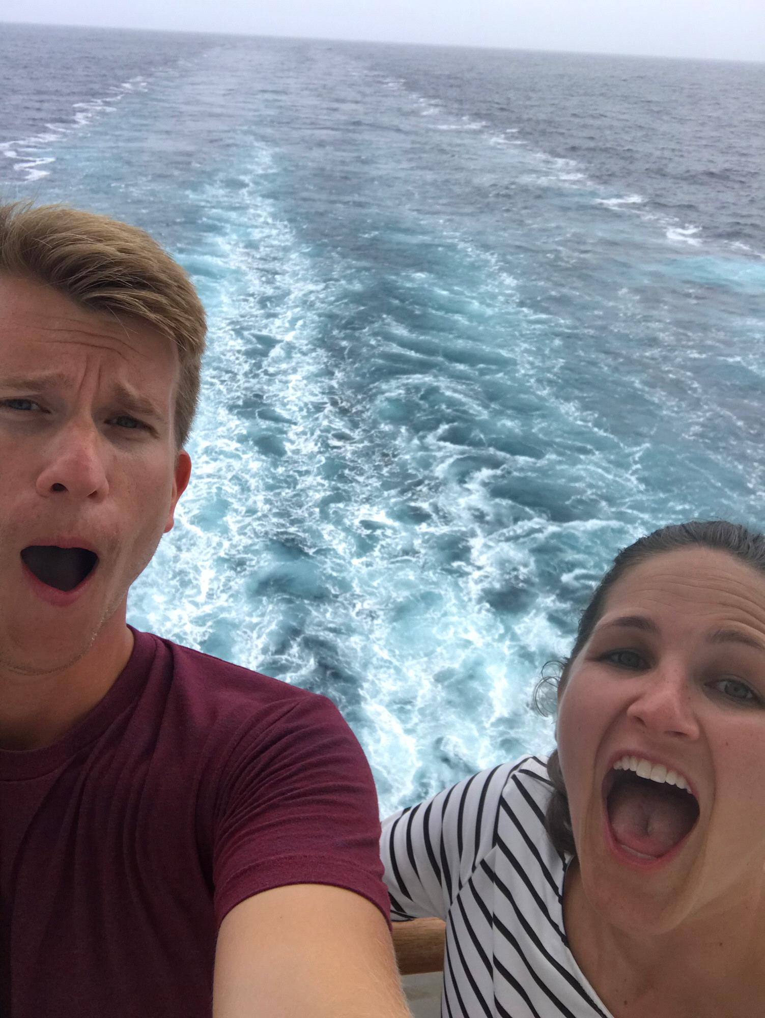 Catching the wake of the Norwegian Dawn.