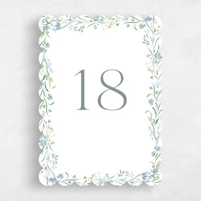 Blue Scalloped Wedding Table Number - Mirtillo