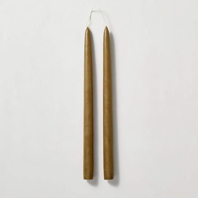 Olive Taper Candles Set of 2
