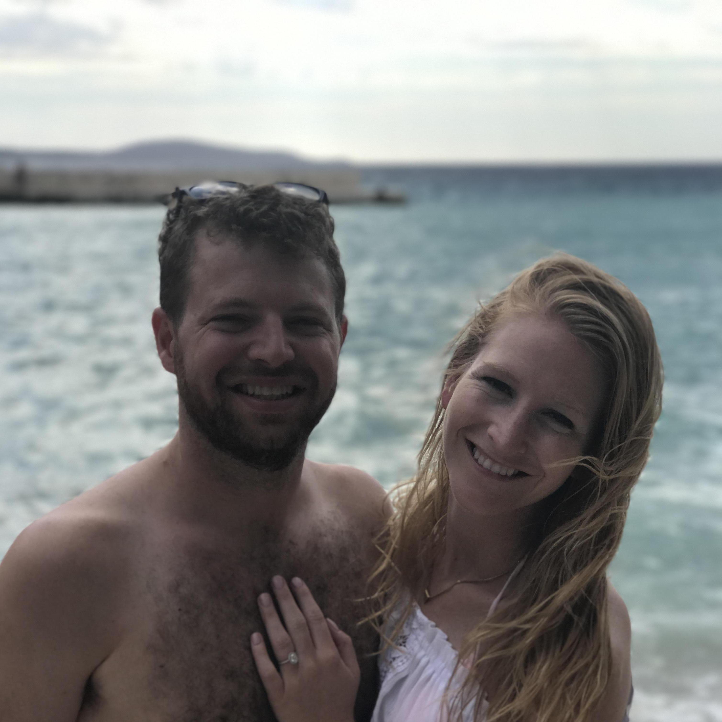 Bryan's cousin Andy snapped this photo of us right after we got engaged at our favorite spot in Hvar!